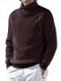 Ежедневен мъжки моден трикотажен пуловер с висока яка и дълги ръкави, 5цвята - 023, снимка 5