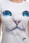 Страхотна нова дамска бяла тениска с 3D принт Котка със сини очи, снимка 6