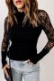 Дамска блуза в черно с дълги дантелени ръкави, снимка 1 - Блузи с дълъг ръкав и пуловери - 43503282