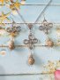 Красив Бохо комплект бижута с камъни Майфанит и символи в цвят сребро , снимка 5