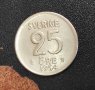 Монетa Швеция 25 йоре, 1954, снимка 1