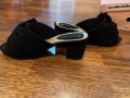 Черни велурени чехли на ток, снимка 7