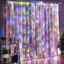 Коледни LED лампички тип завеса, Бяла топла светлина или RGB многоцветни, за завеса, снимка 3