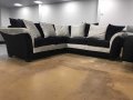 ПРОМОЦИЯ!!! Нов Ъглов диван от плат цвят - черно и сиво, материал плюш, снимка 3