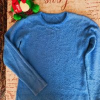 Синя пухена блуза, снимка 4 - Блузи с дълъг ръкав и пуловери - 43660293