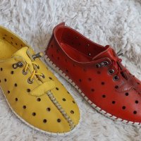 Обувки, естествена кожа, червени и жълти, код 464/ББ1/69, снимка 1 - Дамски ежедневни обувки - 40768305