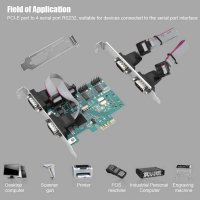 конверторна карта PCI-E 4-портова RS232 карта със сериен порт, снимка 2 - Видеокарти - 43591206