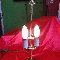 Рядка Месингова Настолна Лампа, снимка 4 - Антикварни и старинни предмети - 28476405