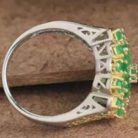 Двуцветен марков пръстен с изумруди, снимка 3 - Пръстени - 39959901