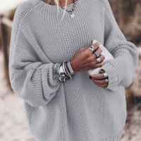 Дамски свободен пуловер с голям размер реглан ръкав, 6цвята - 024, снимка 9 - Блузи с дълъг ръкав и пуловери - 43528538