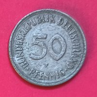 Германия 50 пфенига 1950 'F' - Щутгарт  д5, снимка 1 - Нумизматика и бонистика - 39223596