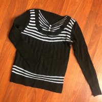 Черна плетена блуза с камъчета, снимка 1 - Блузи с дълъг ръкав и пуловери - 33619920