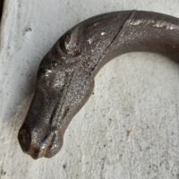Стара метална дръжка за бастун конска глава, снимка 2 - Антикварни и старинни предмети - 39943278