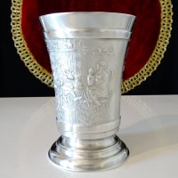 Халба,бокал от калай с картина Трапеза. , снимка 3 - Антикварни и старинни предмети - 39967960