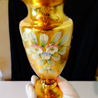 Bohemia кристална ваза,злато. , снимка 6 - Вази - 33145692