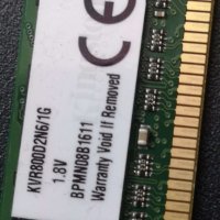 Памет 1GB DDR2 800 Kingston ValueRAM - KVR800D2N6/1G, снимка 2 - RAM памет - 40722271