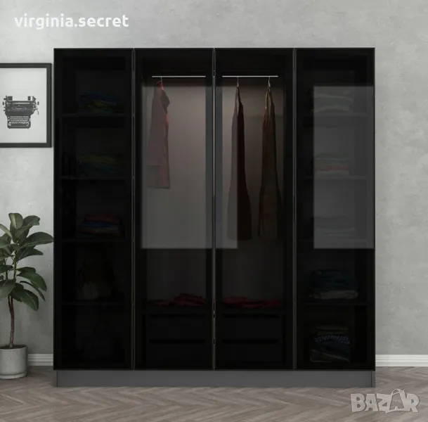 Модерен гардероб със стъклени врати, снимка 1