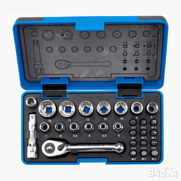 Комплект вложки и битове 1/4", 28 части BILTEMA-Швеция, снимка 1