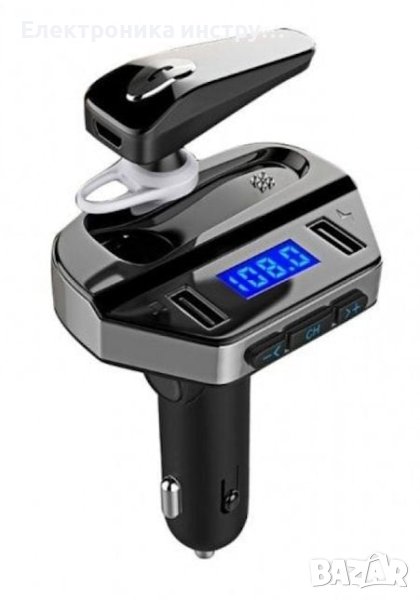 FM трансмитер V6, с handsfree слушалка, Bluetooth, USB, снимка 1