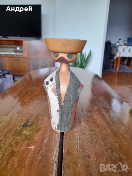 Стар дървен свещник, снимка 1