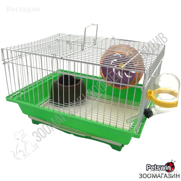 Клетка за Хамстер - 29.5см/22.5см/18.5см - с Аксесоари - Зелена Разцветка, снимка 1