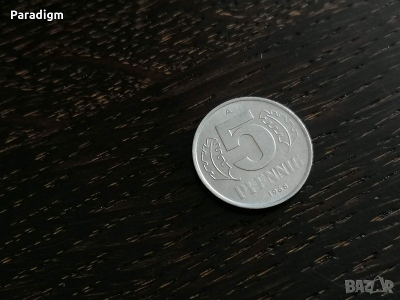 Монета - Германия - 5 пфенига | 1968г.; серия А, снимка 1