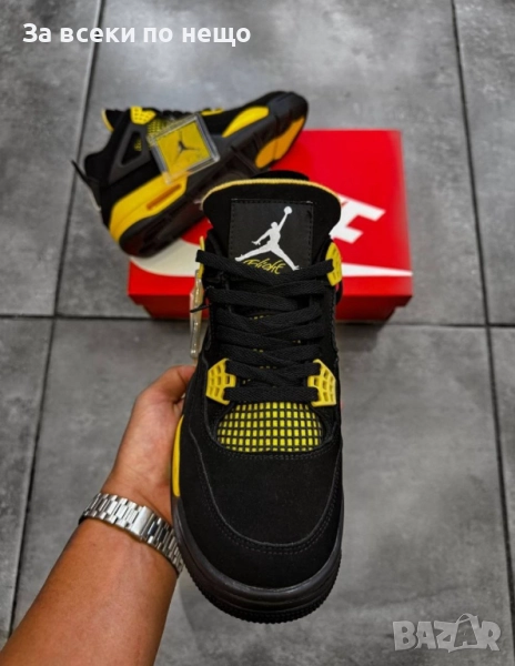 Air Jordan 4 Retro “Black/Yellow” Мъжки Маратонки С Кутия👟Мъжки Спортни Обувки Код S79, снимка 1