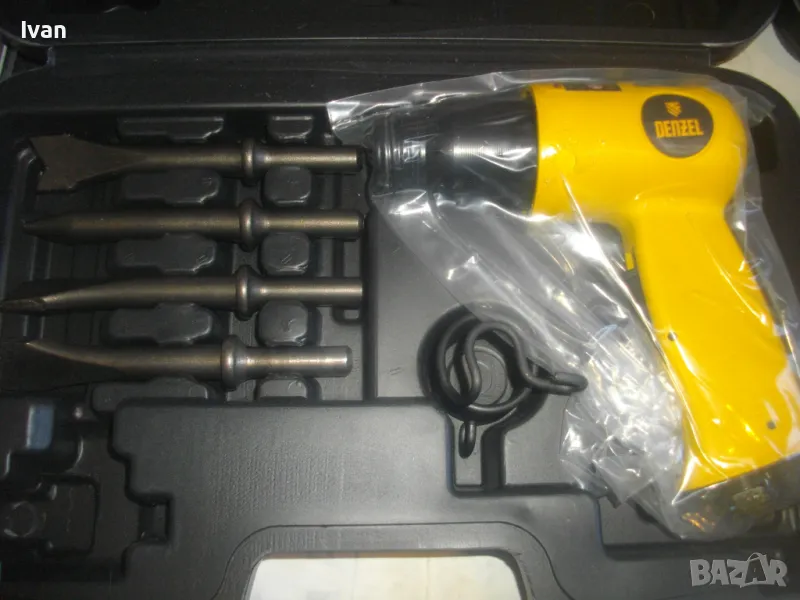 НОВ ПНЕВМАТИЧЕН СЕКАЧ КЪРТАЧ 4500 уд/мин. Пълен комплект с длета DENZEL HP4500, снимка 1