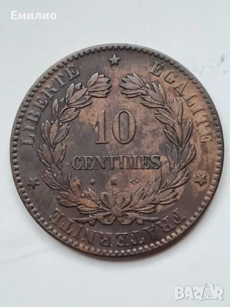 FRANCE ( 3rd Republic)  10 CENTIMES 1873 K, снимка 1