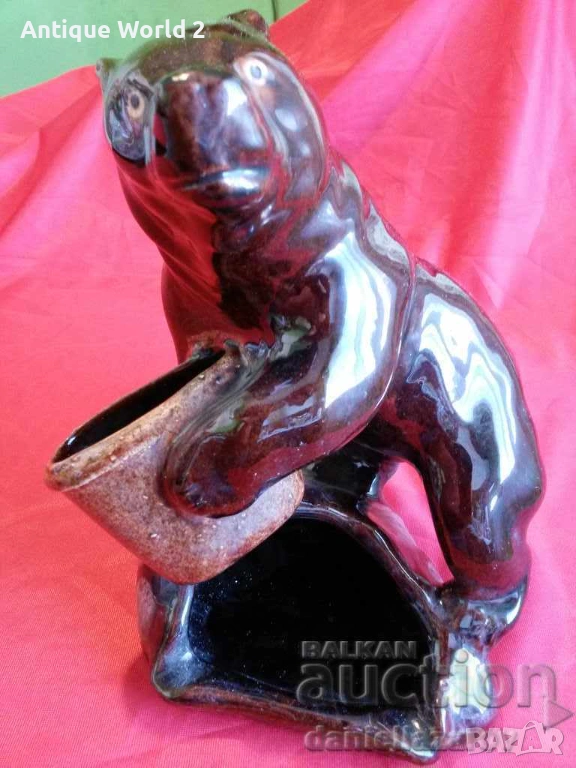 Стара Българска Керамика Статуетка МЕЧКА, снимка 1