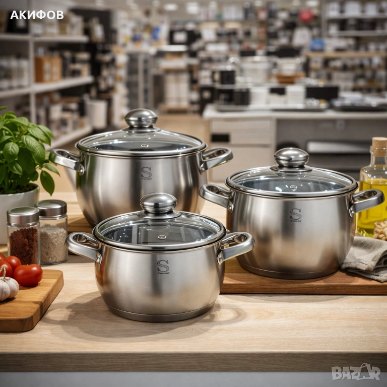 Комплект тенджери Swissgold EMMIE (SG-18099) – 3 броя с 5-слойно капсуловано дъно, снимка 1