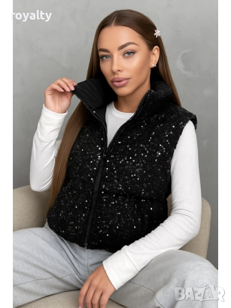 Дамски Стилен Черен Елек , снимка 1