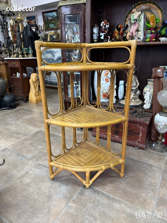 Ъглова етажерка от ратан и бамбук. №7848, снимка 1