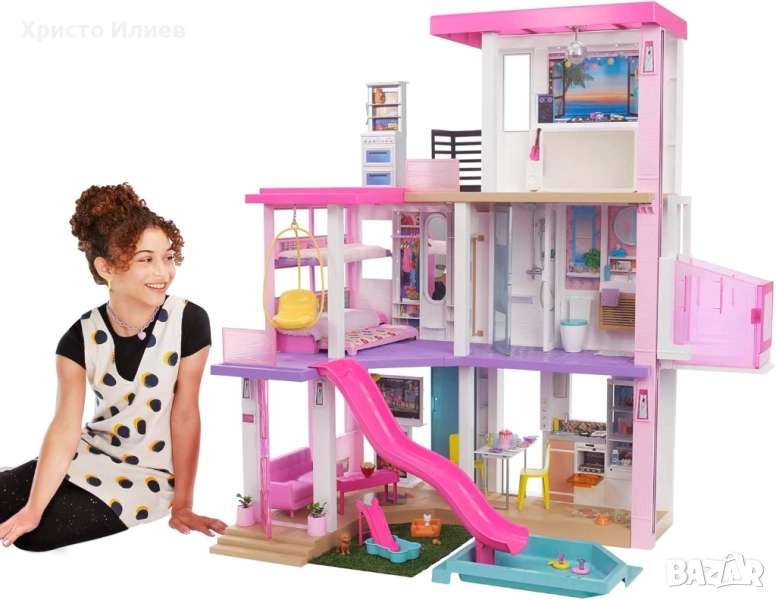 Къща за кукли Barbie Dreamhouse 114 см Къща на мечтите с пързалка асансьор, снимка 1