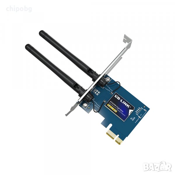 Безжичен мрежов адаптер LB-LINK BL-P650H, PCI-E, 650Mbps, 2.4/5Ghz, 2 x 6dBi, Син, снимка 1