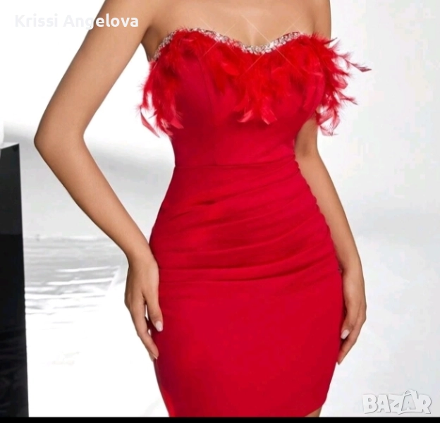 Красива и елегантна червена рокля , снимка 1