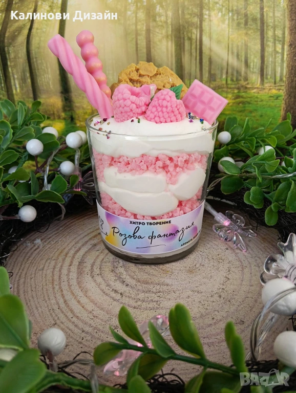 Соева свещ "Розова фантазия", снимка 1