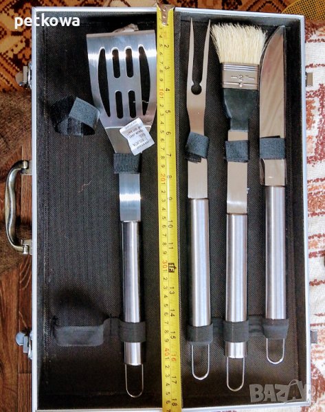 Неръждаем комплект за барбекю скара в куфарче, снимка 1