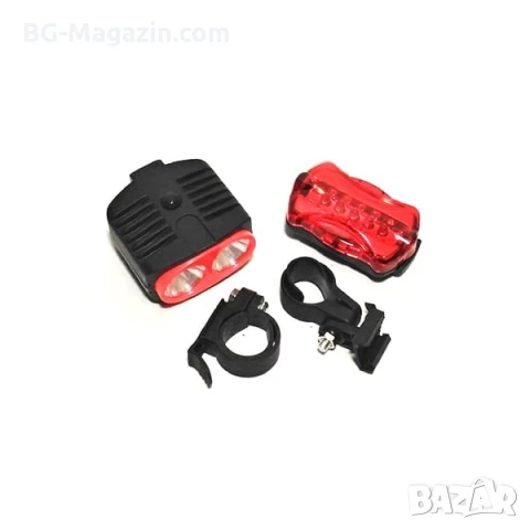 Комплект предни и задни светлини за колело LED фар фенер заден стоп лед за велосипед на батерии, снимка 2 - Аксесоари за велосипеди - 50963190