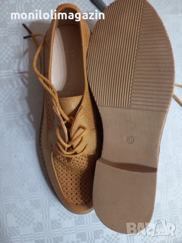 Нови дамски кожени обувки, размер стелка 24, 5см. , снимка 3 - Дамски ежедневни обувки - 44100039