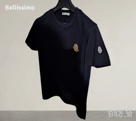 Мъжка тениска Moncler, с бродирано лого, цвят черен, снимка 2 - Тениски - 44016543