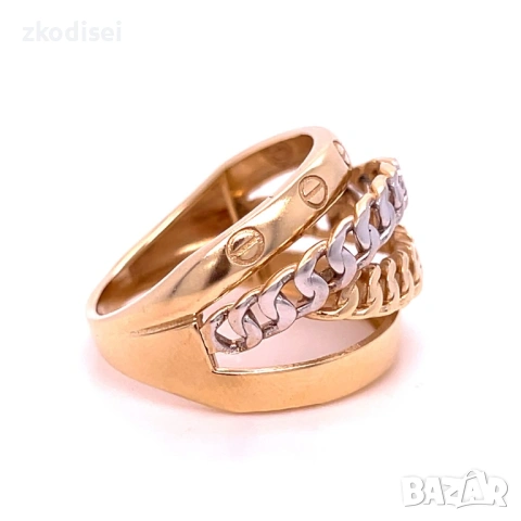 Златен дамски пръстен Cartier 6,06гр. размер:60 14кр. проба:585 модел:37050-1, снимка 3 - Пръстени - 53347035