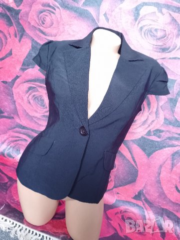 Тъмно синьо сако с къс ръкав М, снимка 1