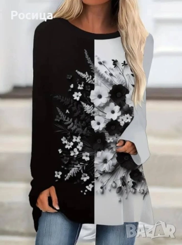 Дамска блуза с дълъг ръкав размер 3ХЛ има разтегливост 