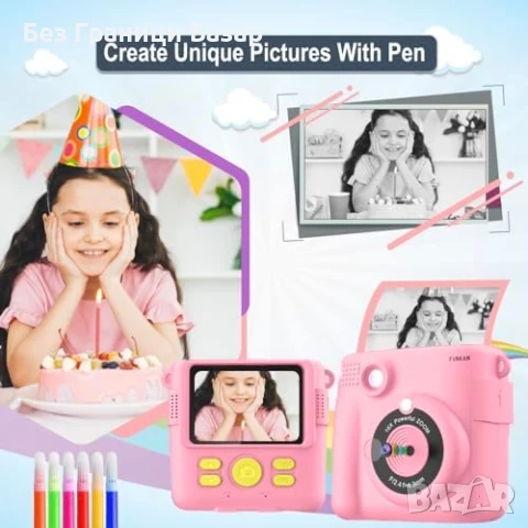 Нова Камера за незабавен печат с 3 ролки хартия Фотопринтер фотоапарат, снимка 3 - Други - 51119732