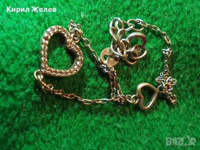 ФИНА СРЕБЪРНА СКЪПОЦЕННА ГРИВНИЧКА СРЕБРО 925 със СЪРЧИЦА и ФАСЕТИРАНИ ЦИРКОНИ 16888, снимка 3 - Гривни - 39379208