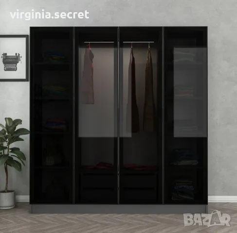 Модерен гардероб със стъклени врати