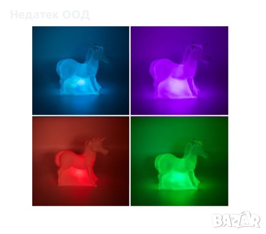 Нощна лампа, Unicorn, с превключване на осветлението, 14,5x6,5x14,5 см, снимка 2 - Настолни лампи - 43583664