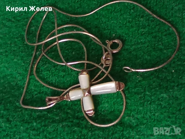 КРАСИВО СЕДЕФЕНО СРЕБЪРНО КРЪСТЧЕ с НЕЖНА СРЕБЪРНА ВЕРИЖКА СРЕБРО 925 ФИНА РЪЧНА РАБОТА 26898, снимка 15 - Колиета, медальони, синджири - 50337503