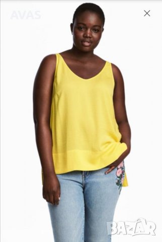 Нов жълт топ потник H&M 44 L-XL размер, снимка 4 - Корсети, бюстиета, топове - 36764884